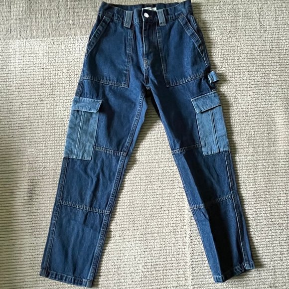 PacSun Denim - PacSun Two-Tone, High-Rise Woman’s Cargo Skate “Mom” Jeans